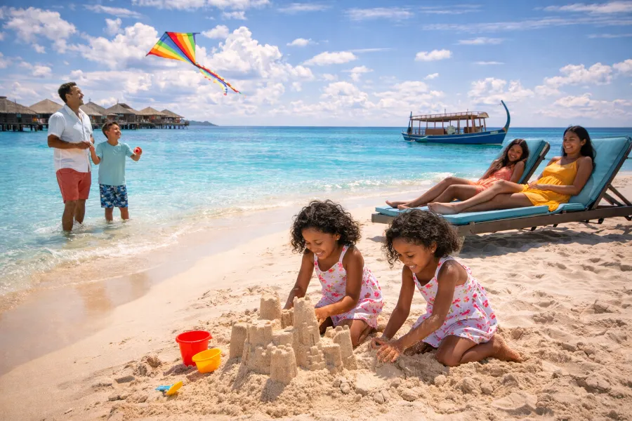 Family enjoying beach holiday