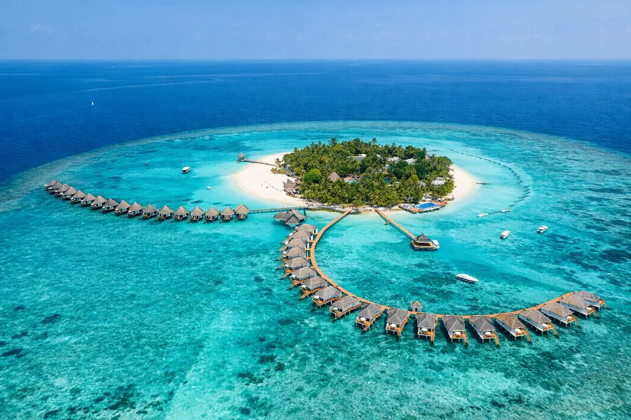 Indian Ocean island resort aerial view